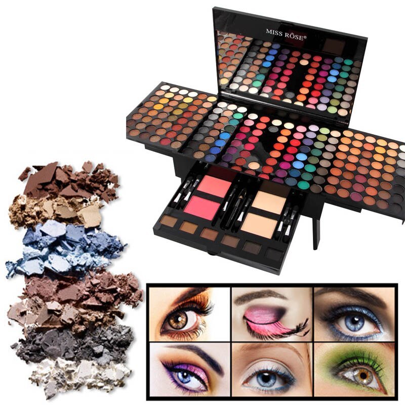 Paleta de Maquillaje Profesional Miss Rôse – 180 Colores de Sombras y Rubor